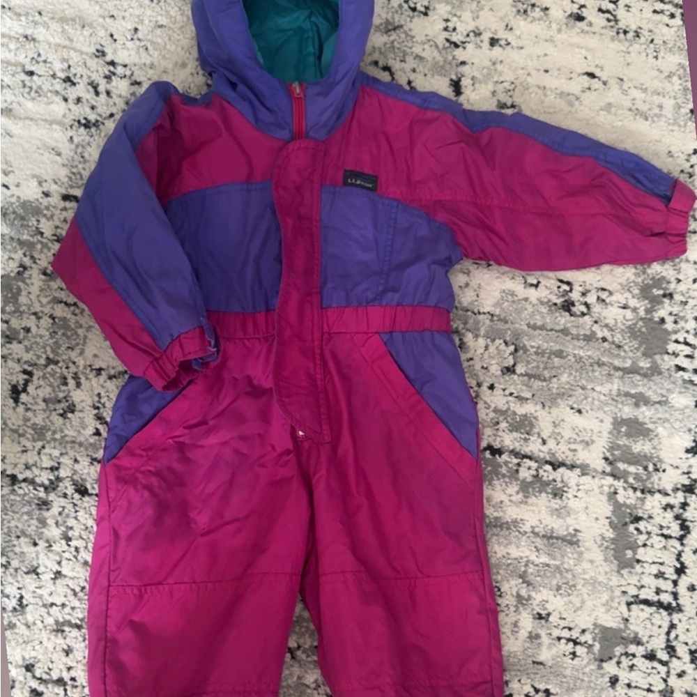 Vintage L.L Bean Kids Colorblock Snowsuit Pink & Purple